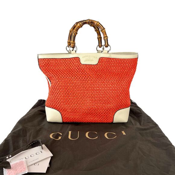 Gucci Bamboo Raffia Tote Bag - Picture 3 of 7
